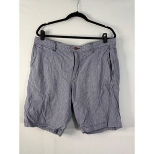 Tommy Bahama Flat Front Shorts Mens 38 Blue Striped Excellent Seersucker Style